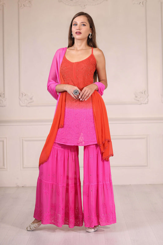 The graceful ombre effect blends vibrant orange hues