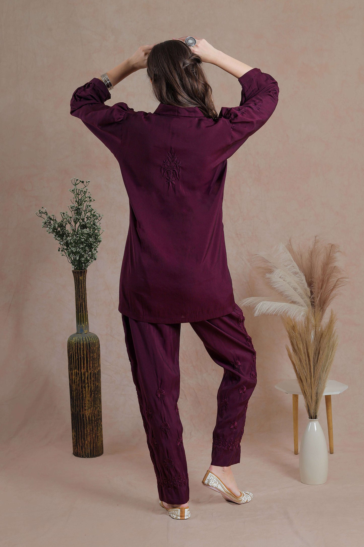 Adorned by intricate chikankari hand embroidered on the co-ord set