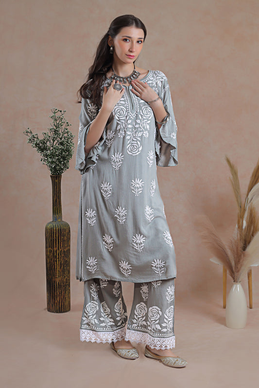 The rich white hue enhances the delicate embroidery.