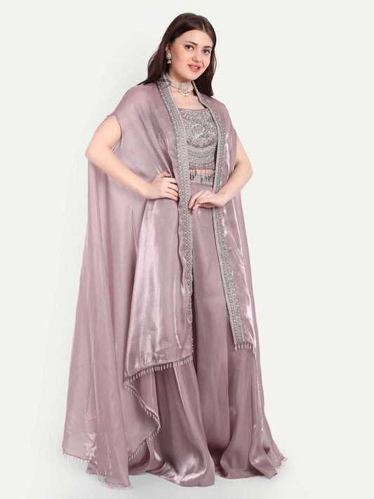 palazzo pant and jacket set is designed with pure silk fabric