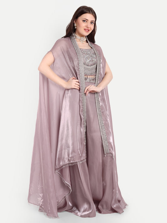 palazzo pant and jacket set is designed with pure silk fabric