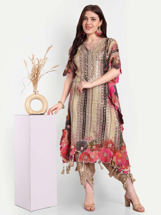 The kaftan is made from high-quality cotton silk fabric