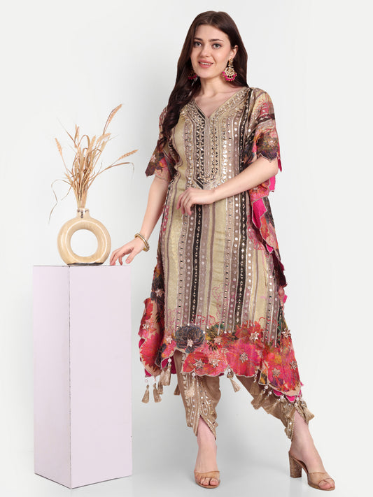 The kaftan is made from high-quality cotton silk fabric