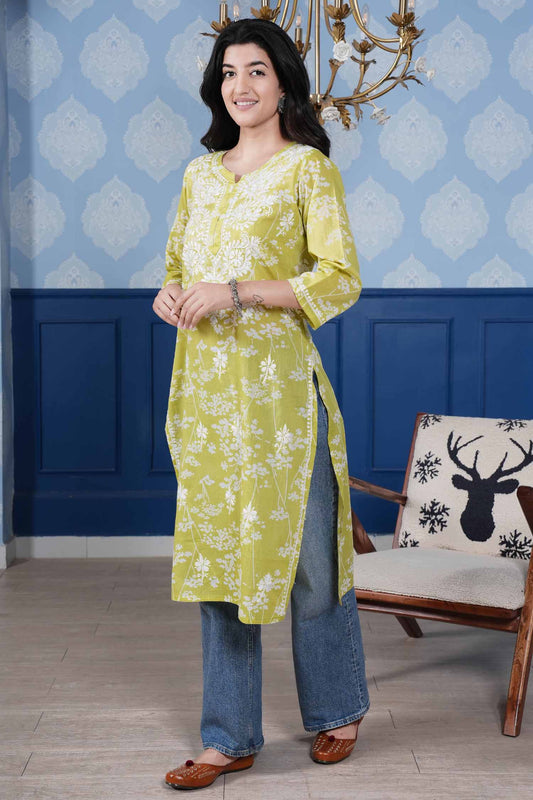 Omya Chikankari Kurta – Mint Green