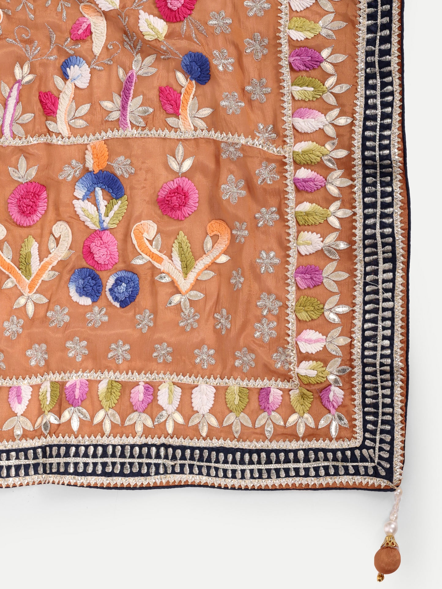 Rust Orange Embroidered Anarkali With Dupatta