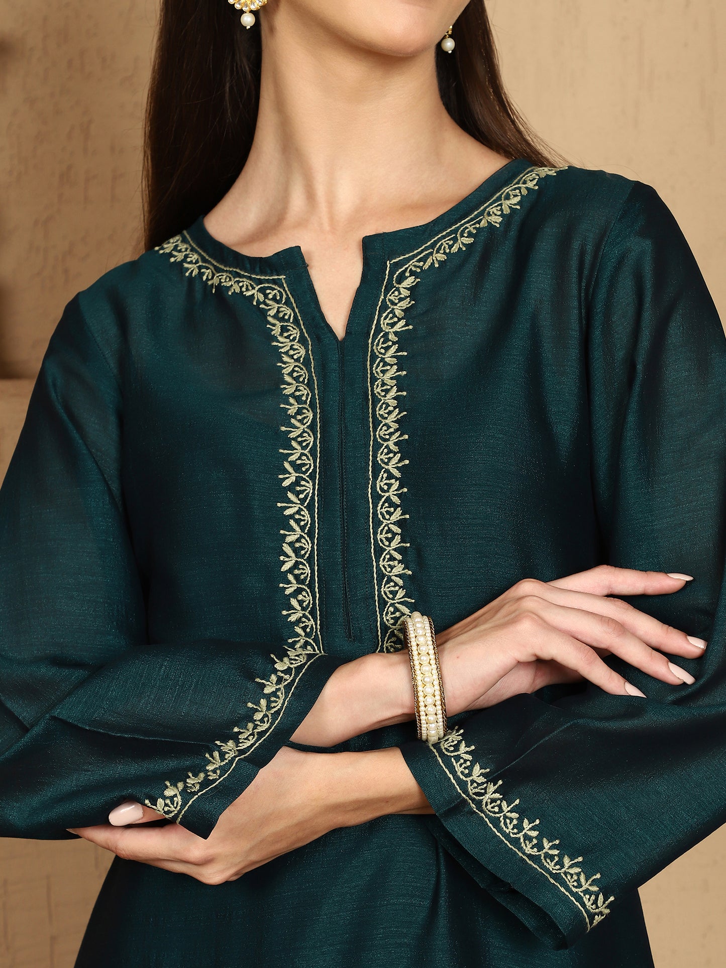 Kashvi Chikankari Kurta Set Notch Neck
