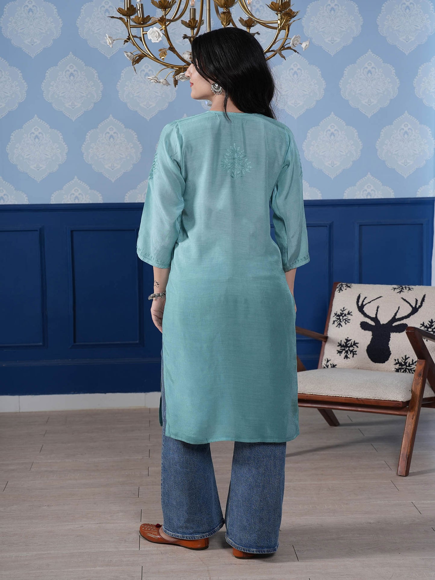 Aranya Muslin Kurta – Light Turquoise Blue