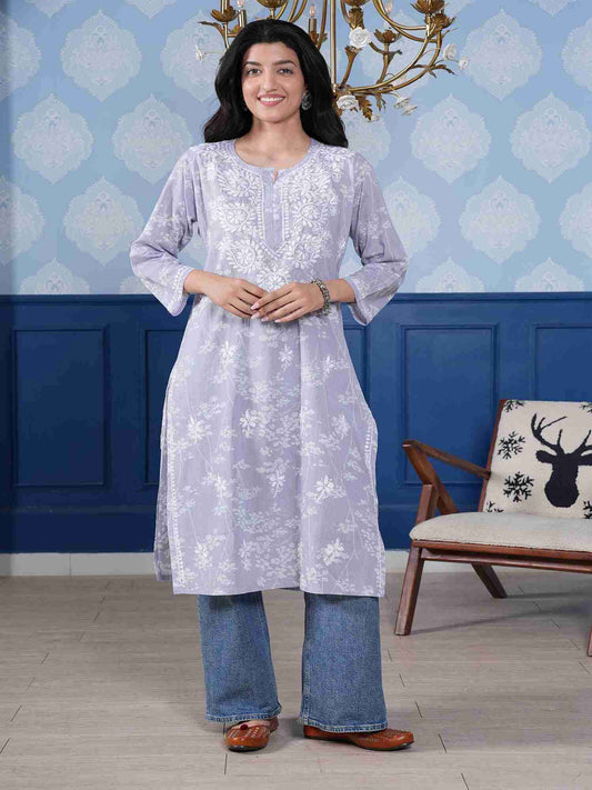 Omya Chikankari Kurta – Purple