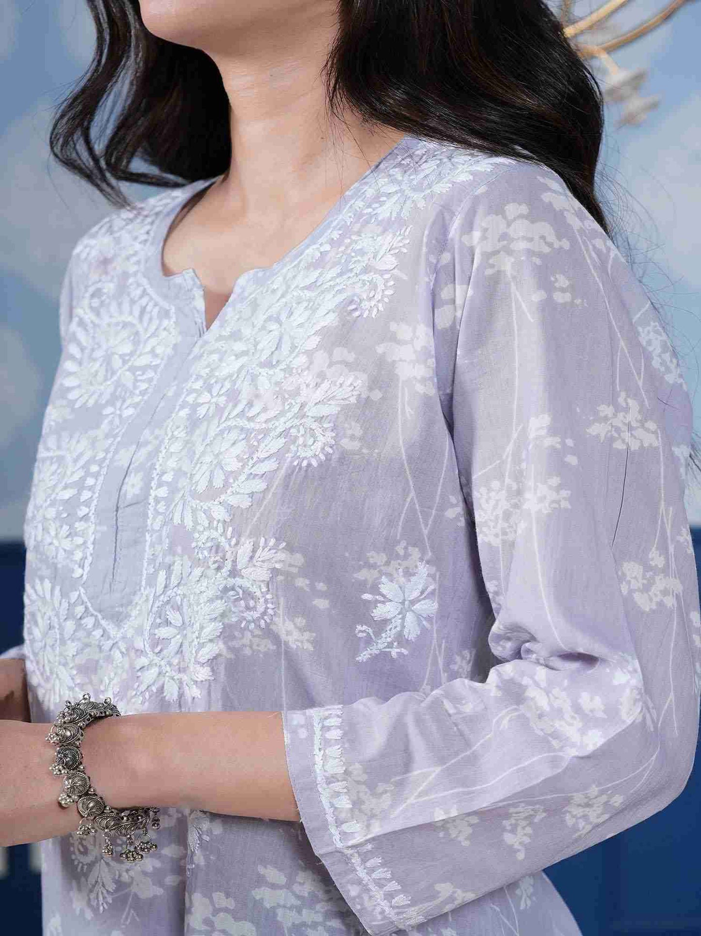 Omya Chikankari Kurta – Purple