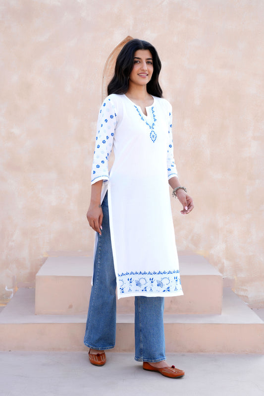 Handcrafted embroidery adds a unique and sophisticated touch