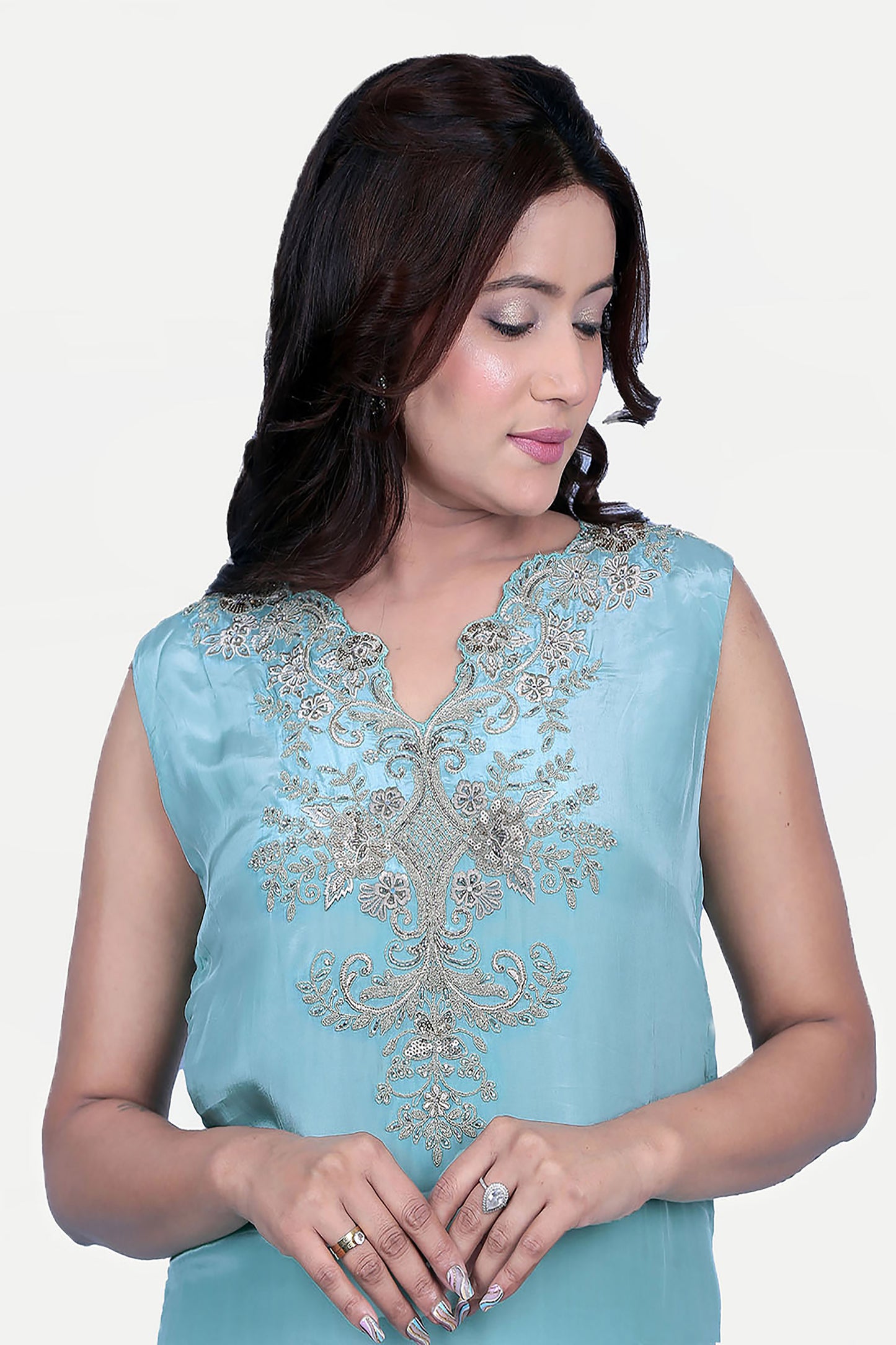 Blue Cape Set With Kurta And Palazzo