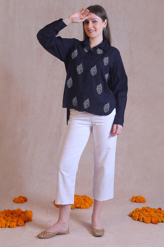 Cotton Chikankari Black shirt
