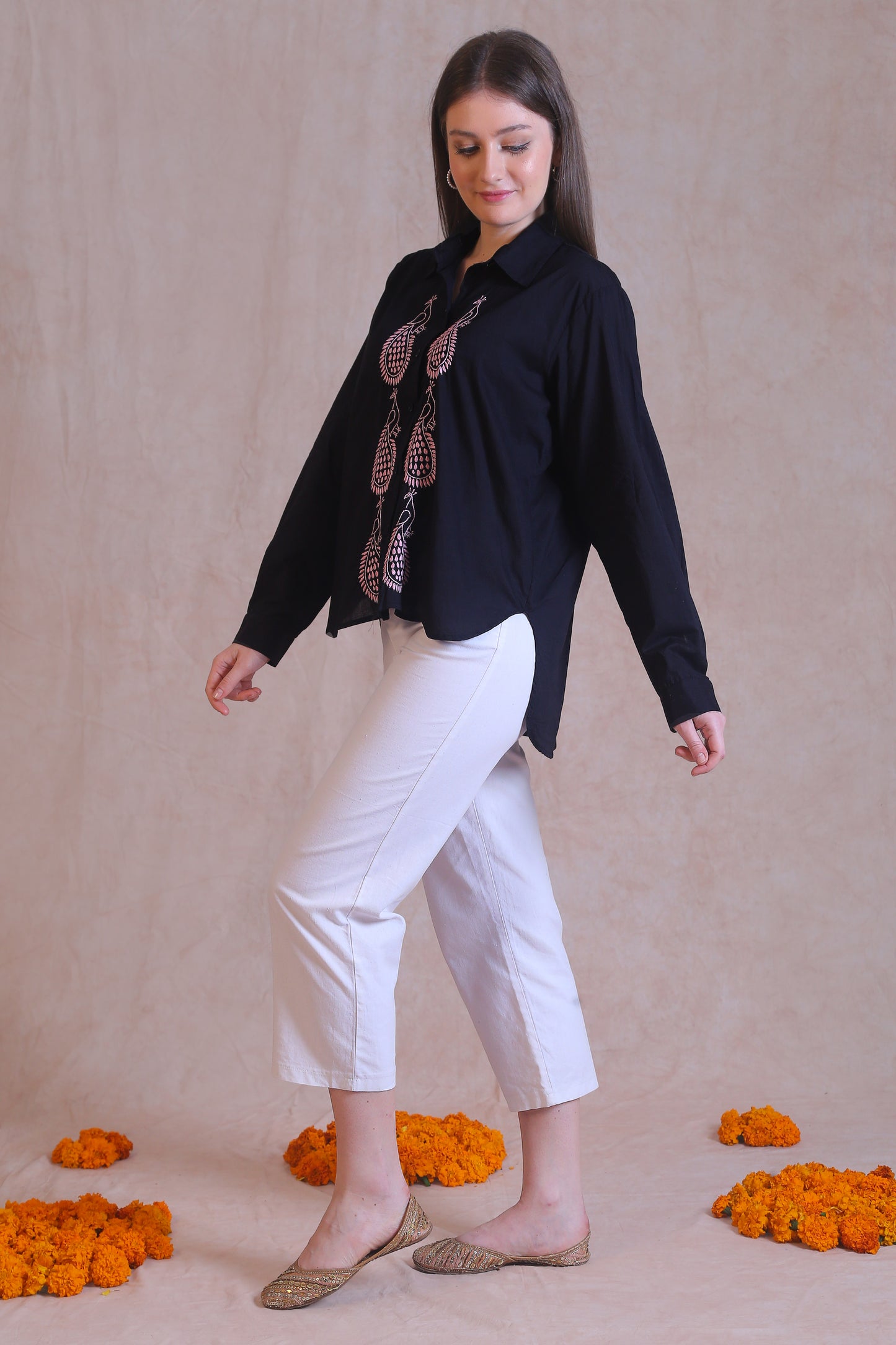Black-Pink Chikankari Shirt