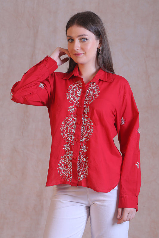 This unique chikankari shirt ensures all-day comfort.