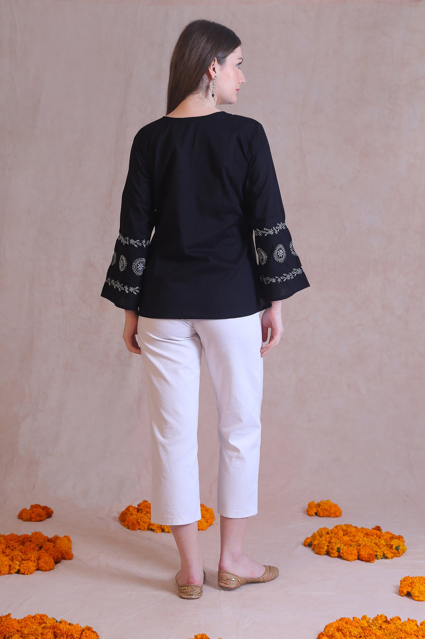 Black Chikankari Short Kurta