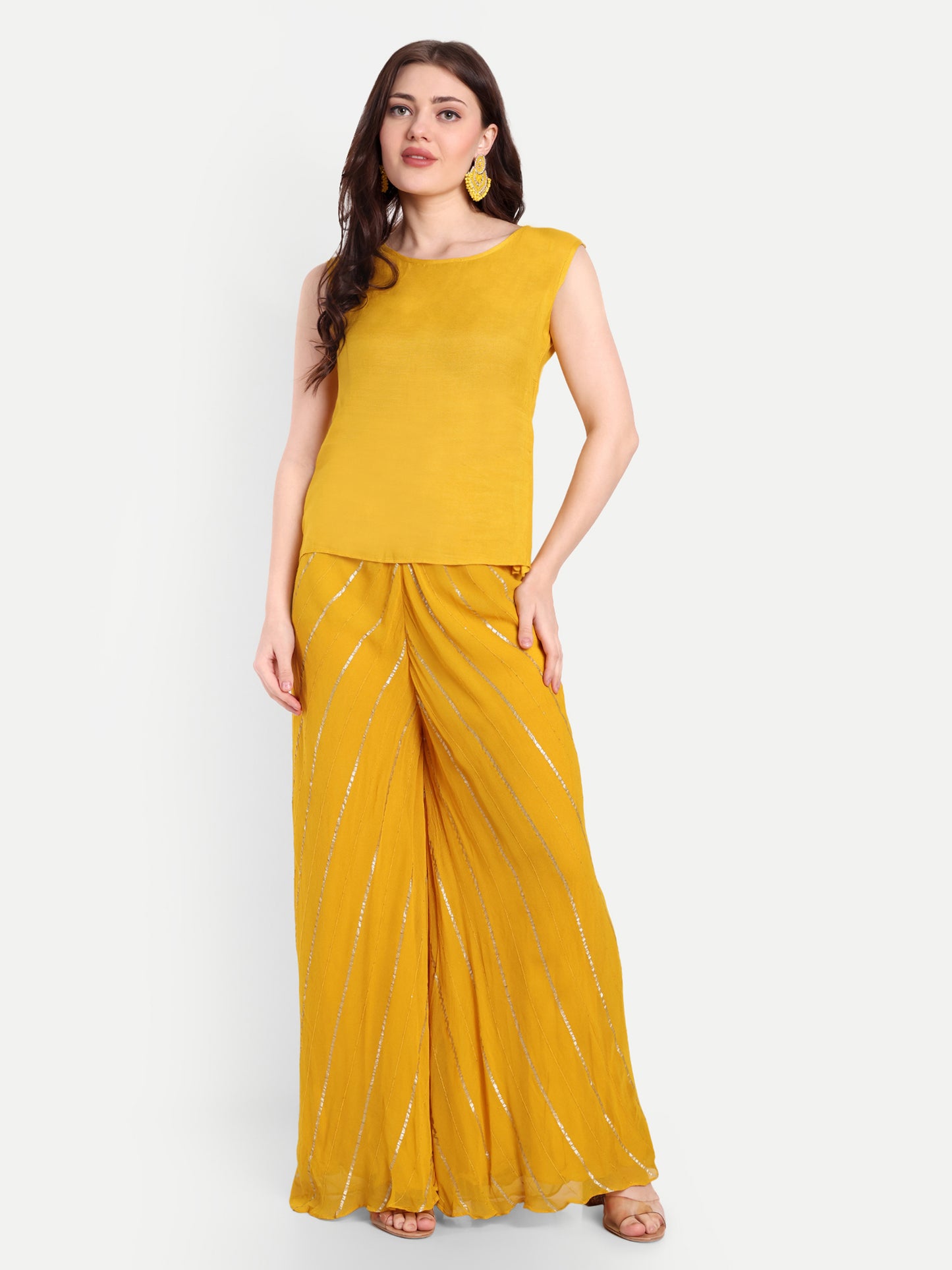 Trendy Mustard Poncho Dhoti Outfit with Comfortable Pants