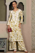 Falak Mulmul Chikankari Kurta Set with White Thread – Notch Neck