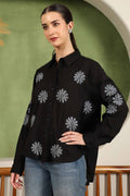 Floret Chikankari Shirt with Grey Boota – Spread Collar