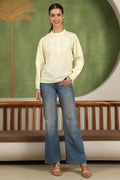 Freya  Chikankari Top with White Boota – Yellow
