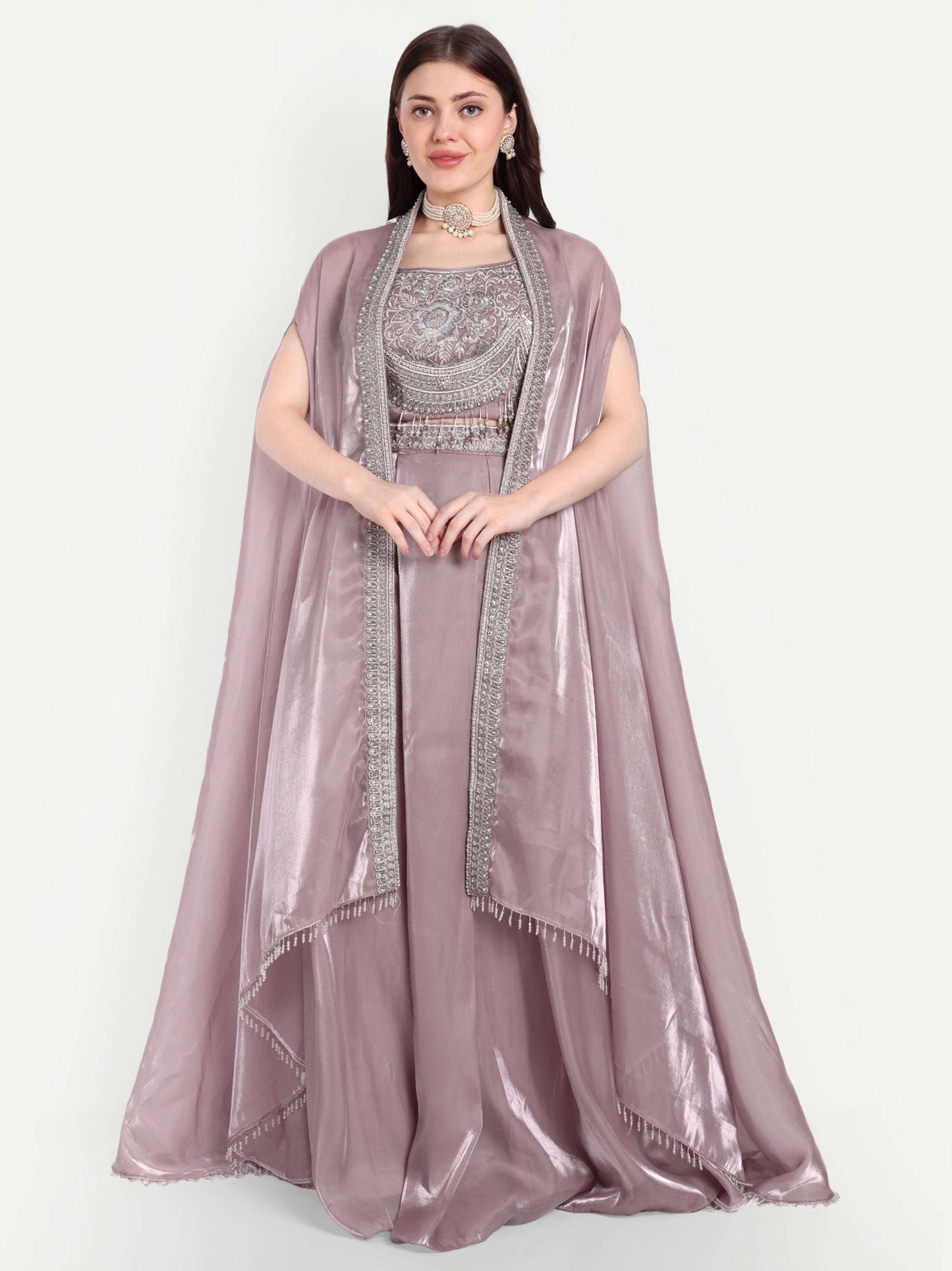 Royal Blush Pink butter organza fabric palazzo set 