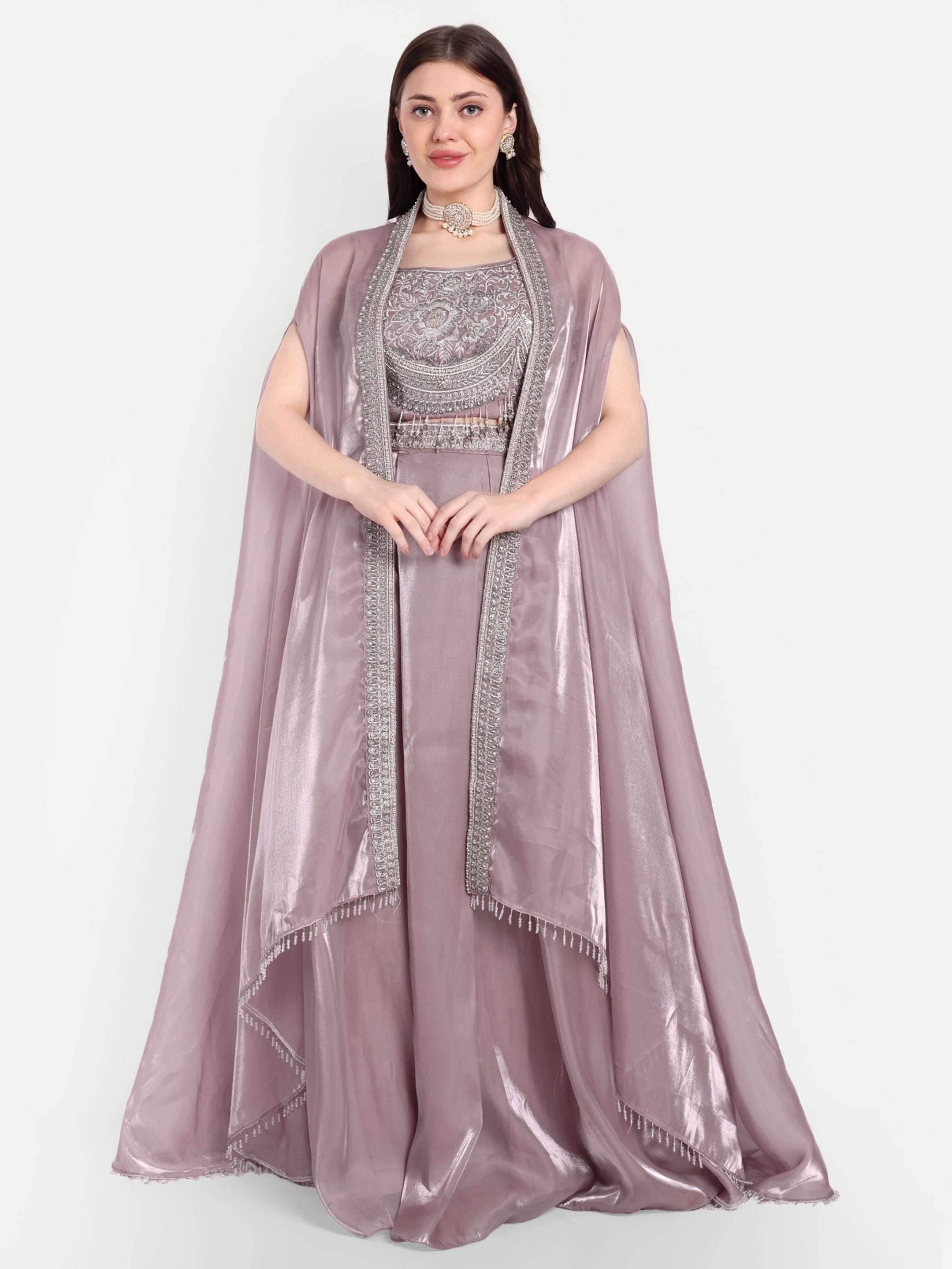 Royal Blush Pink butter organza fabric palazzo set 