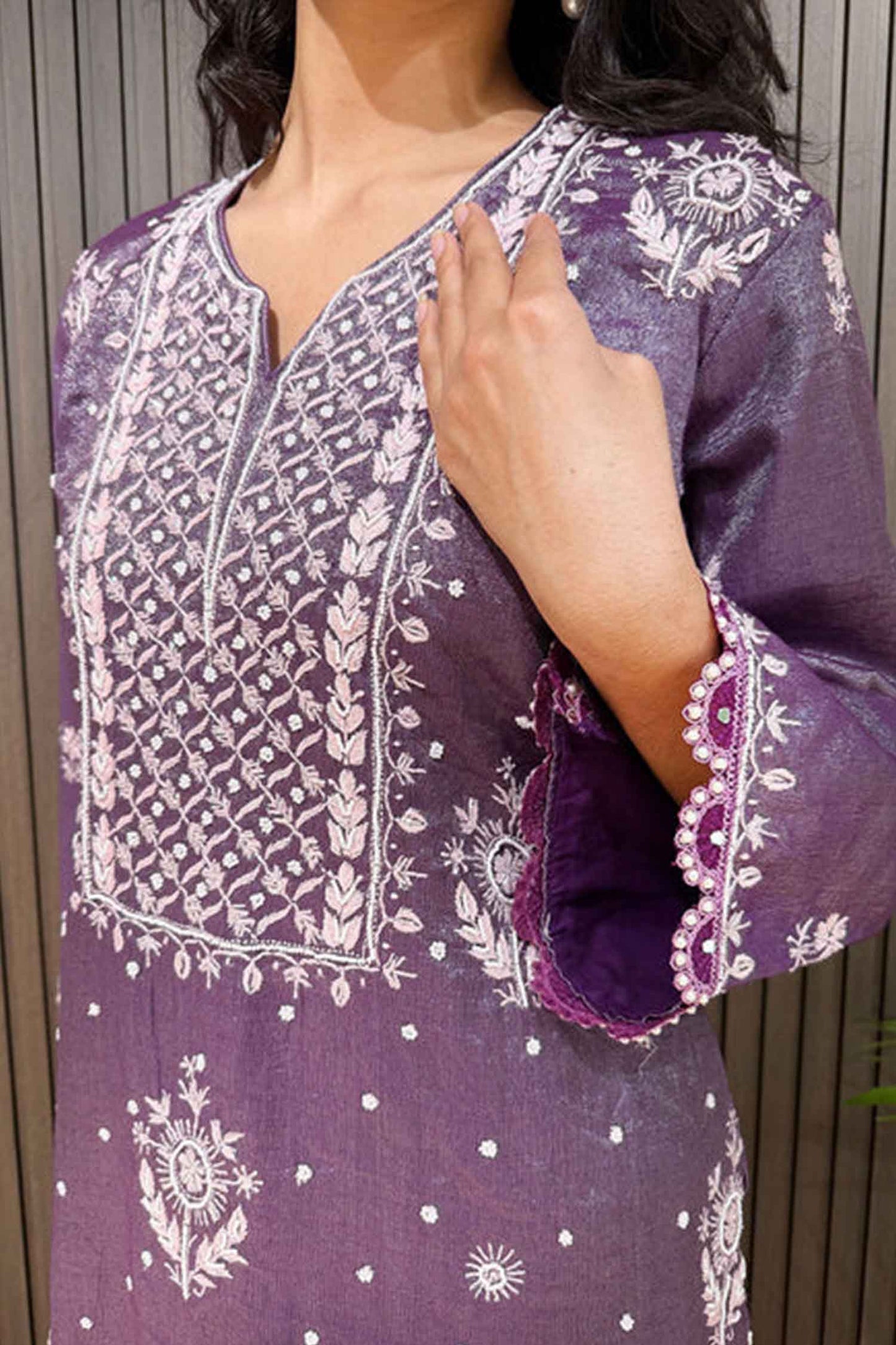 Inayat Chikankari Tissue Kurta Set with Dupatta