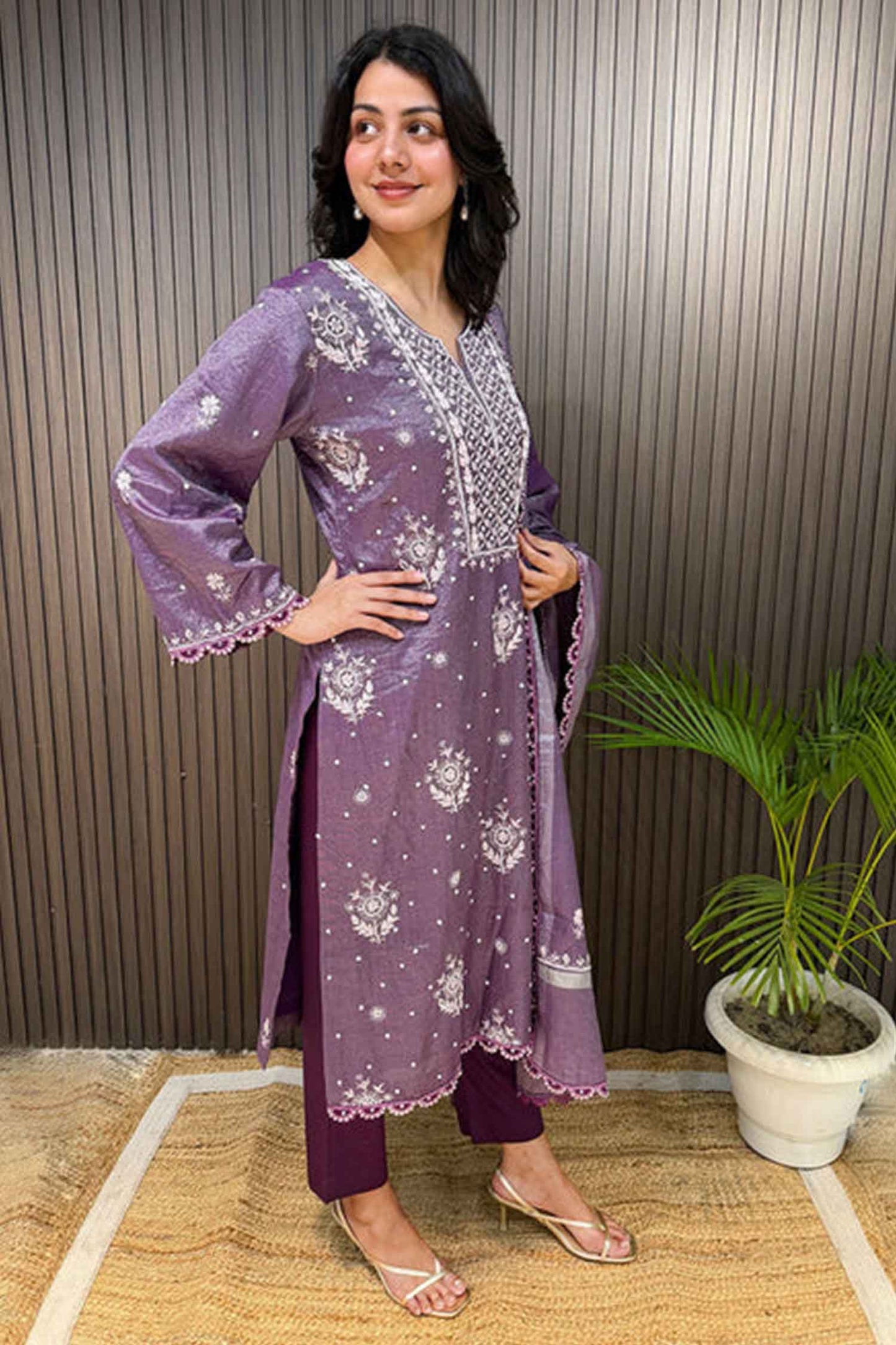 Inayat Chikankari Tissue Kurta Set with Dupatta
