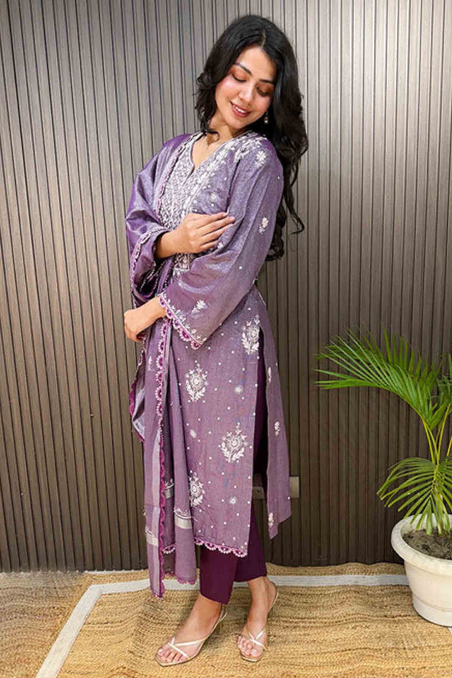 Inayat Chikankari Tissue Kurta Set with Dupatta