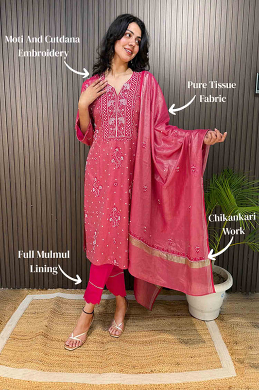 Priya Chikankari Tissue Kurta Set