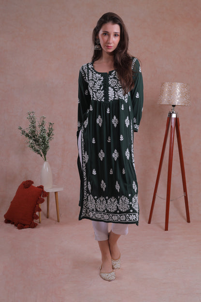 Green Chikankari Kurta, a perfect blend of tradition and elegance. 