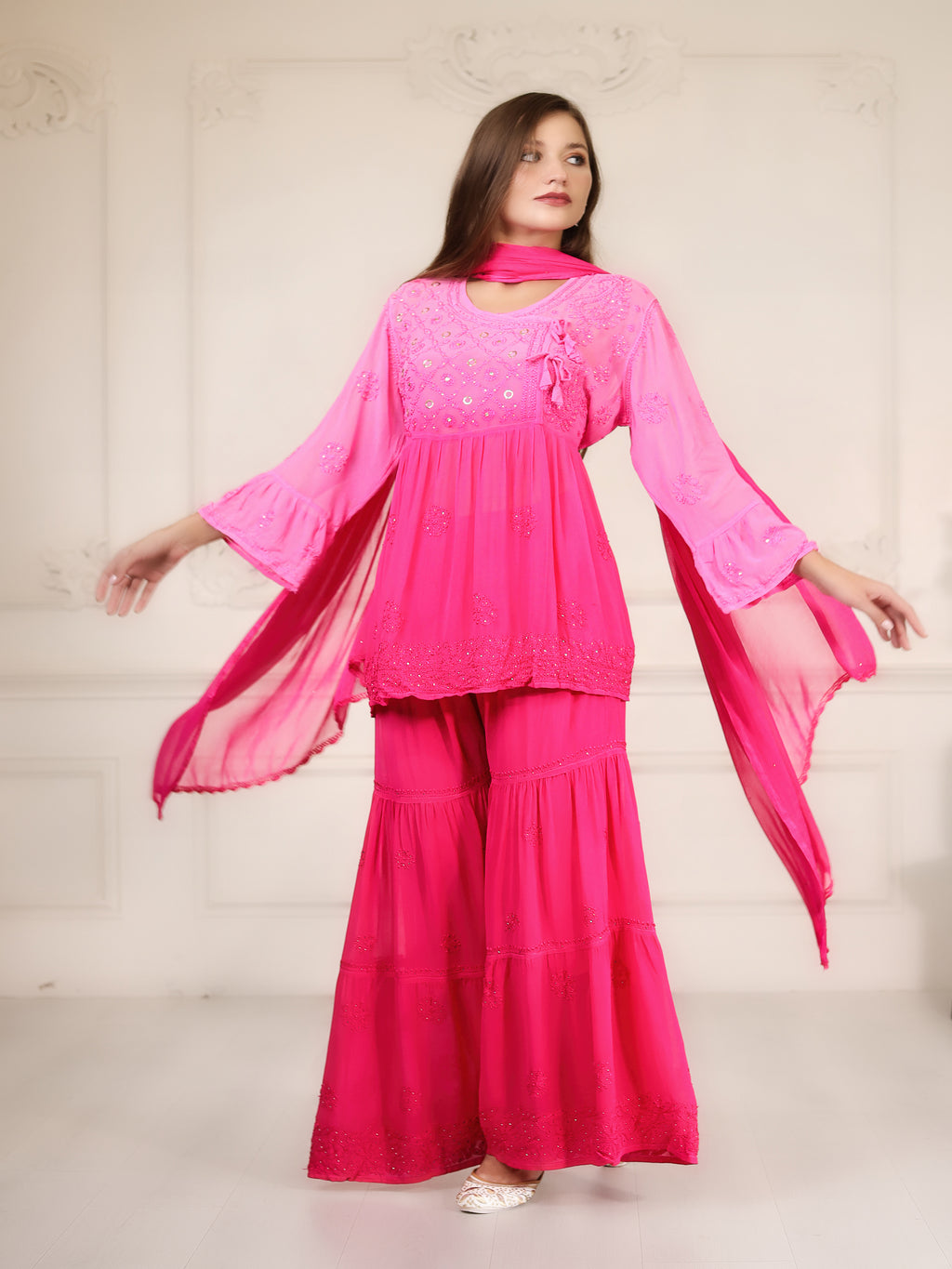 Shaira Mukaish Chikankari Sharara Set
