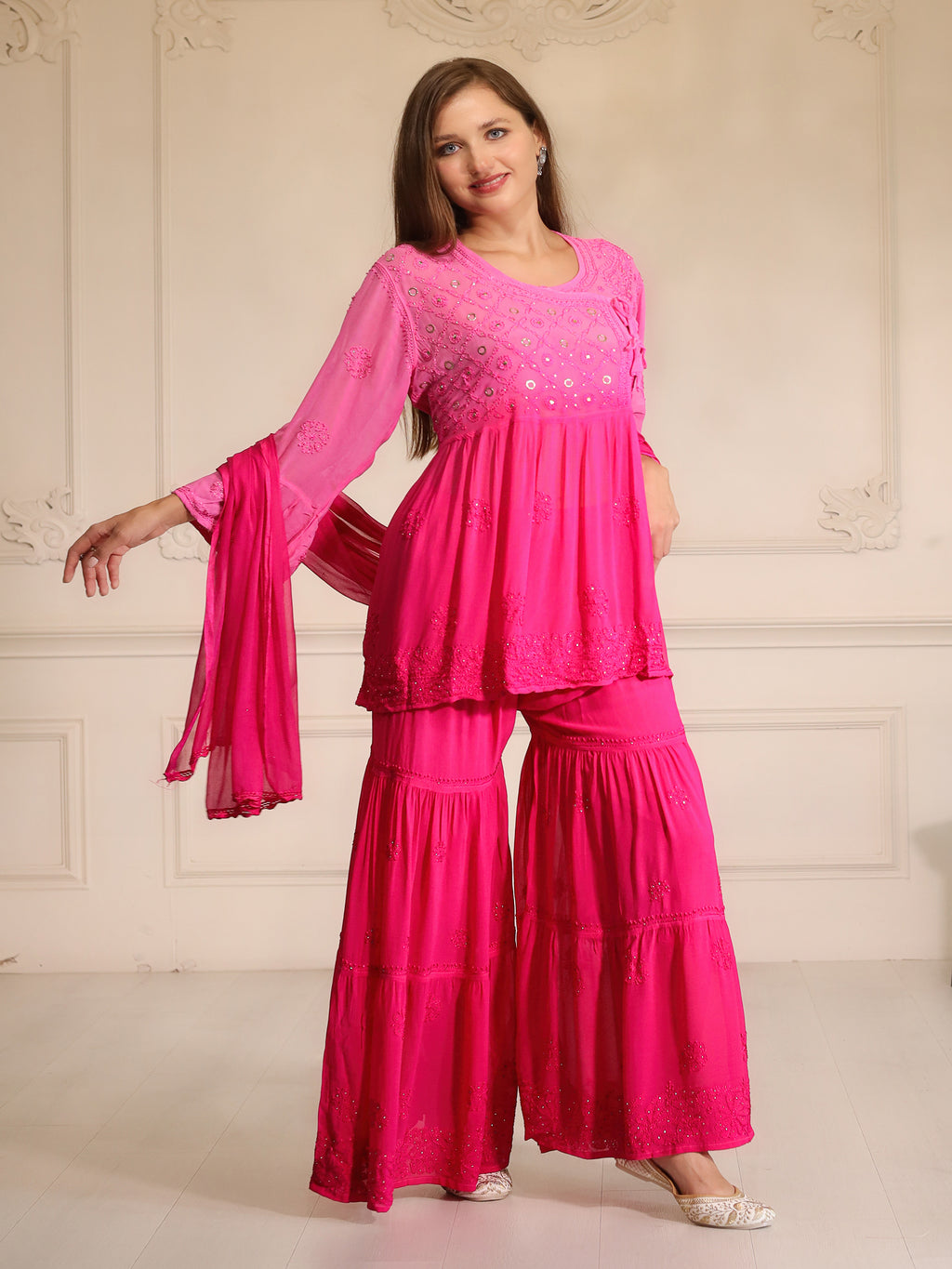 Shaira Mukaish Chikankari Sharara Set