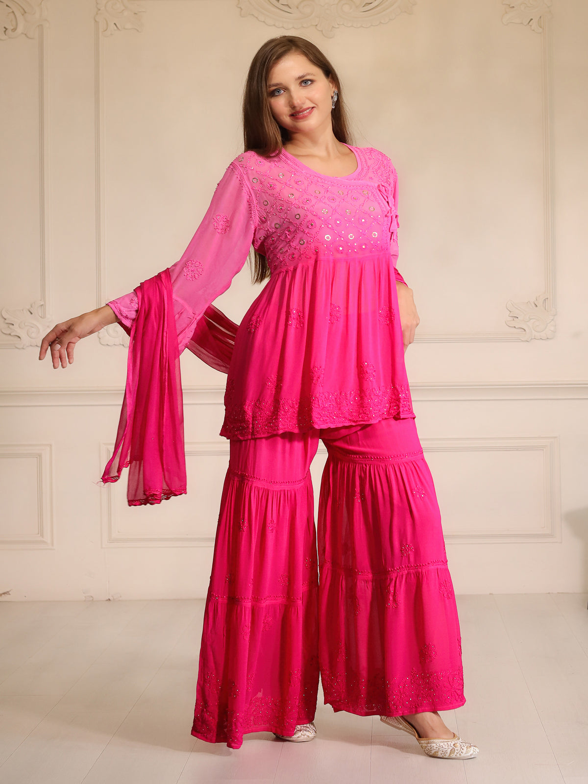Shaira Mukaish Chikankari Sharara Set
