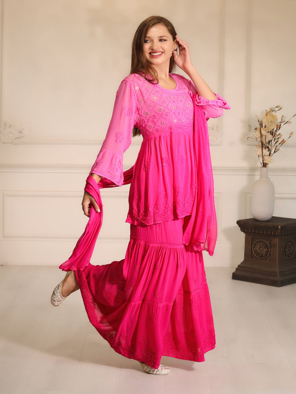 Shaira Mukaish Chikankari Sharara Set