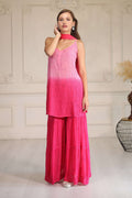 hand crafted ombre shaded pink georgette Sharara set