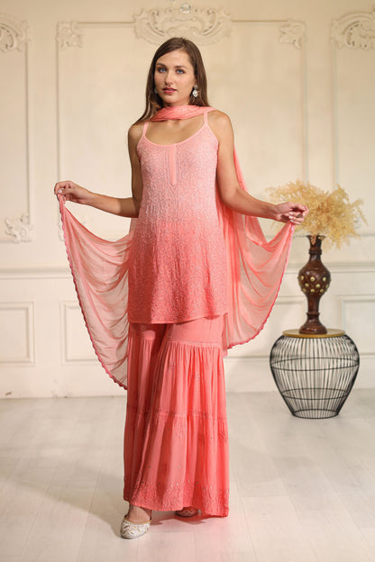 Pink Sharara set made from very premium and skin friendly georgette fabric.
