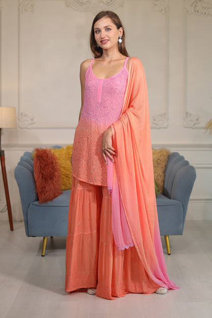 The graceful ombre effect blends vibrant royal hues