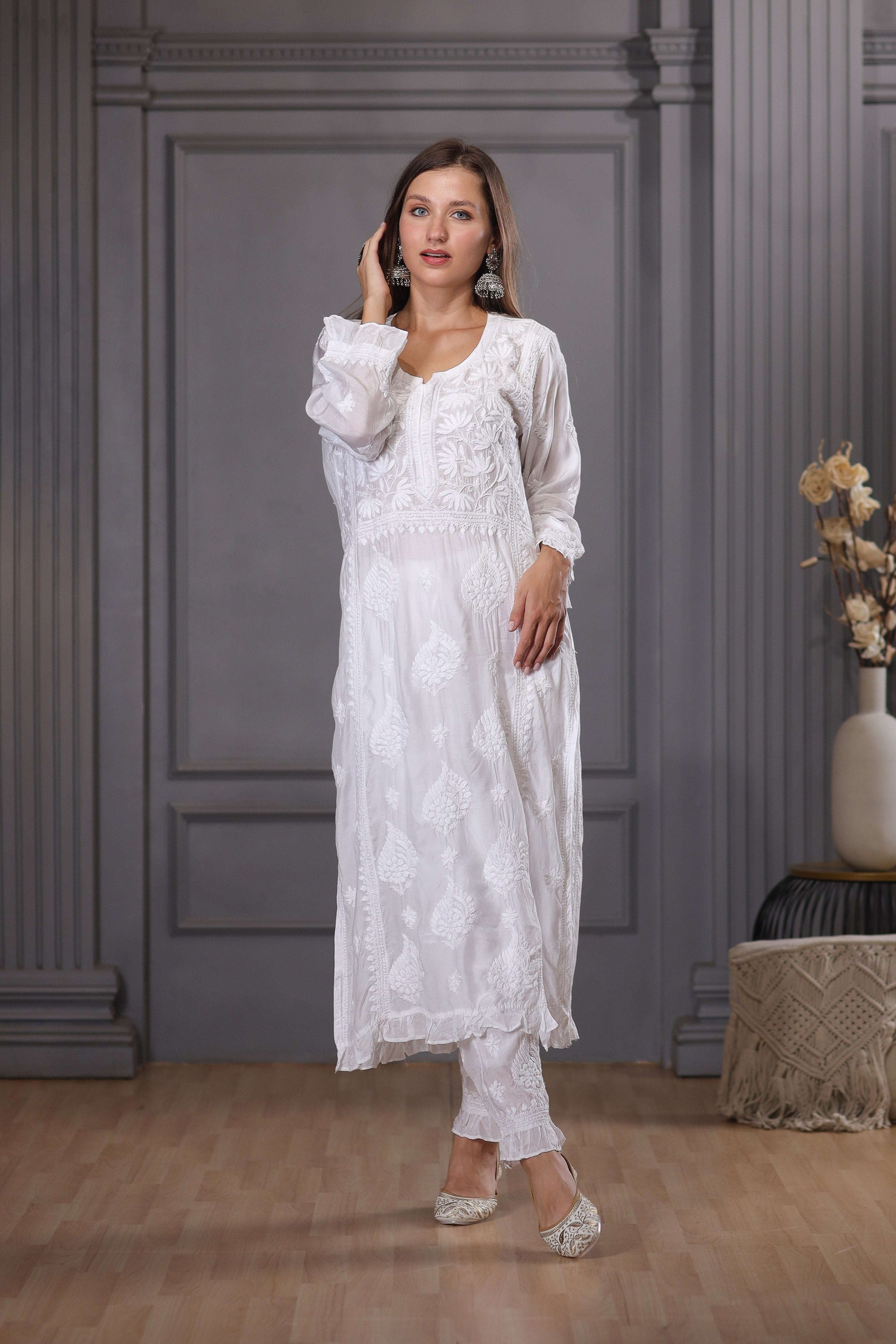 Muslin yoke kurta with pant 