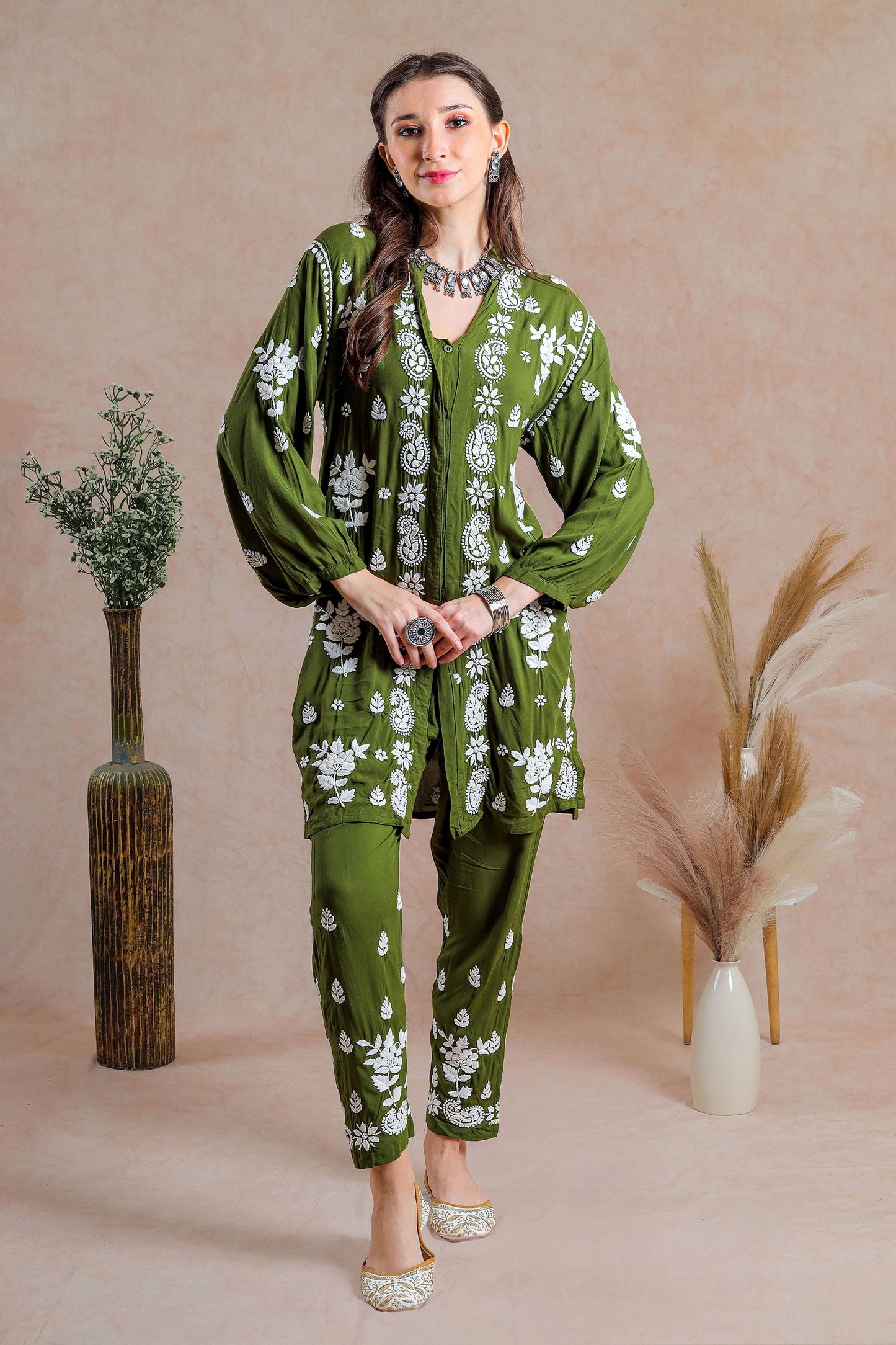 Muslin shirt style kurta with pant 