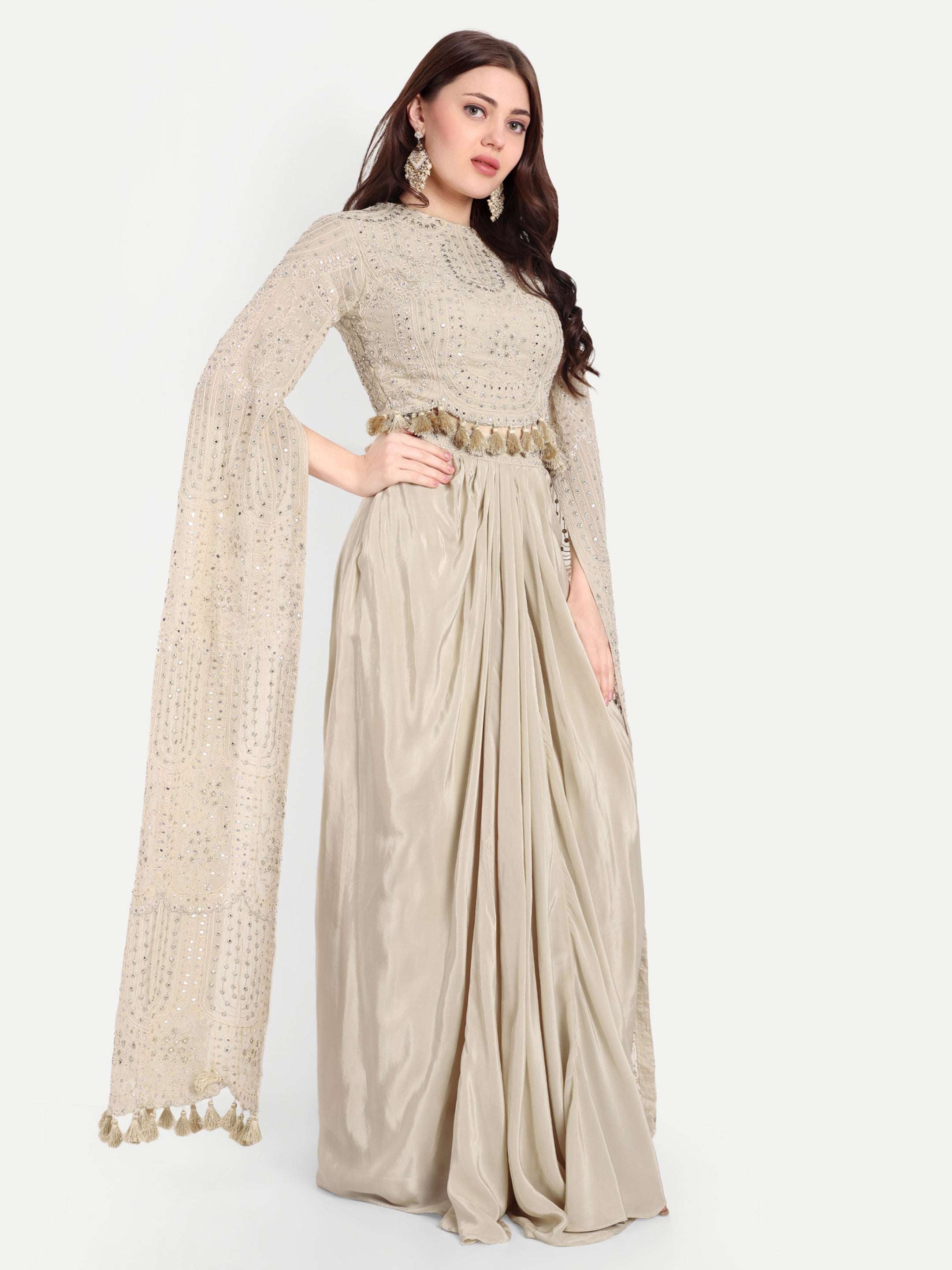 Mirror work Crop top and Tassel Detaling