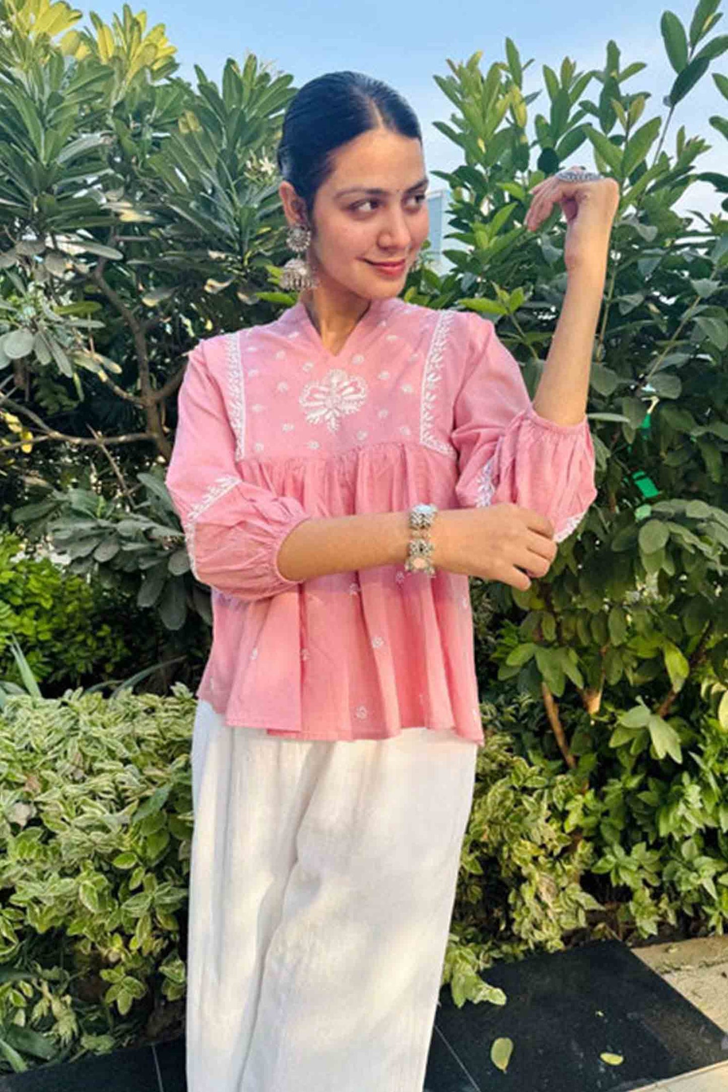 Rumi Pink Chikankari Top