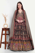 Black Full Sleeves Heavy Flared  Gown