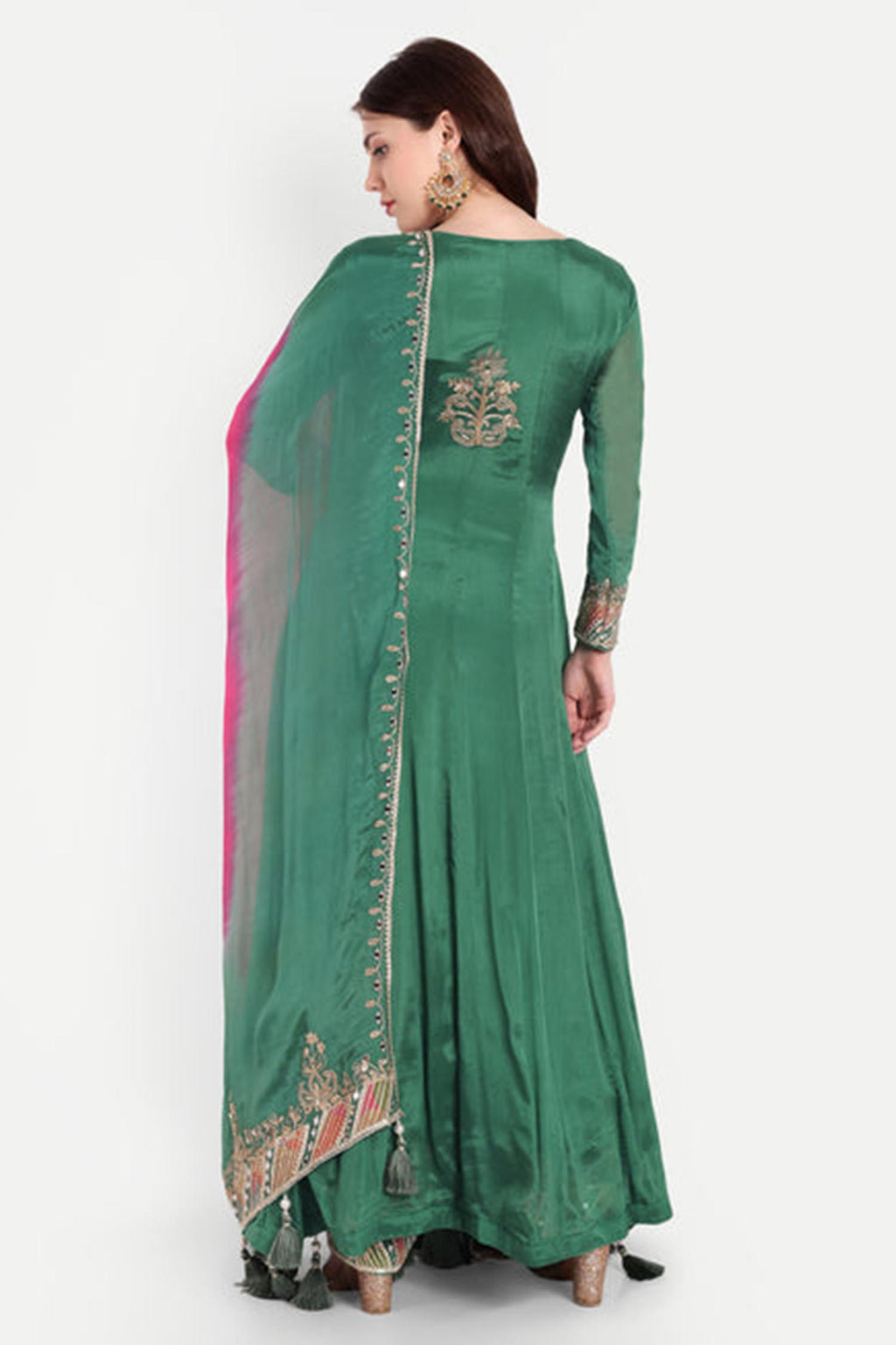 Green Gota Patti Anarkali Suit Set