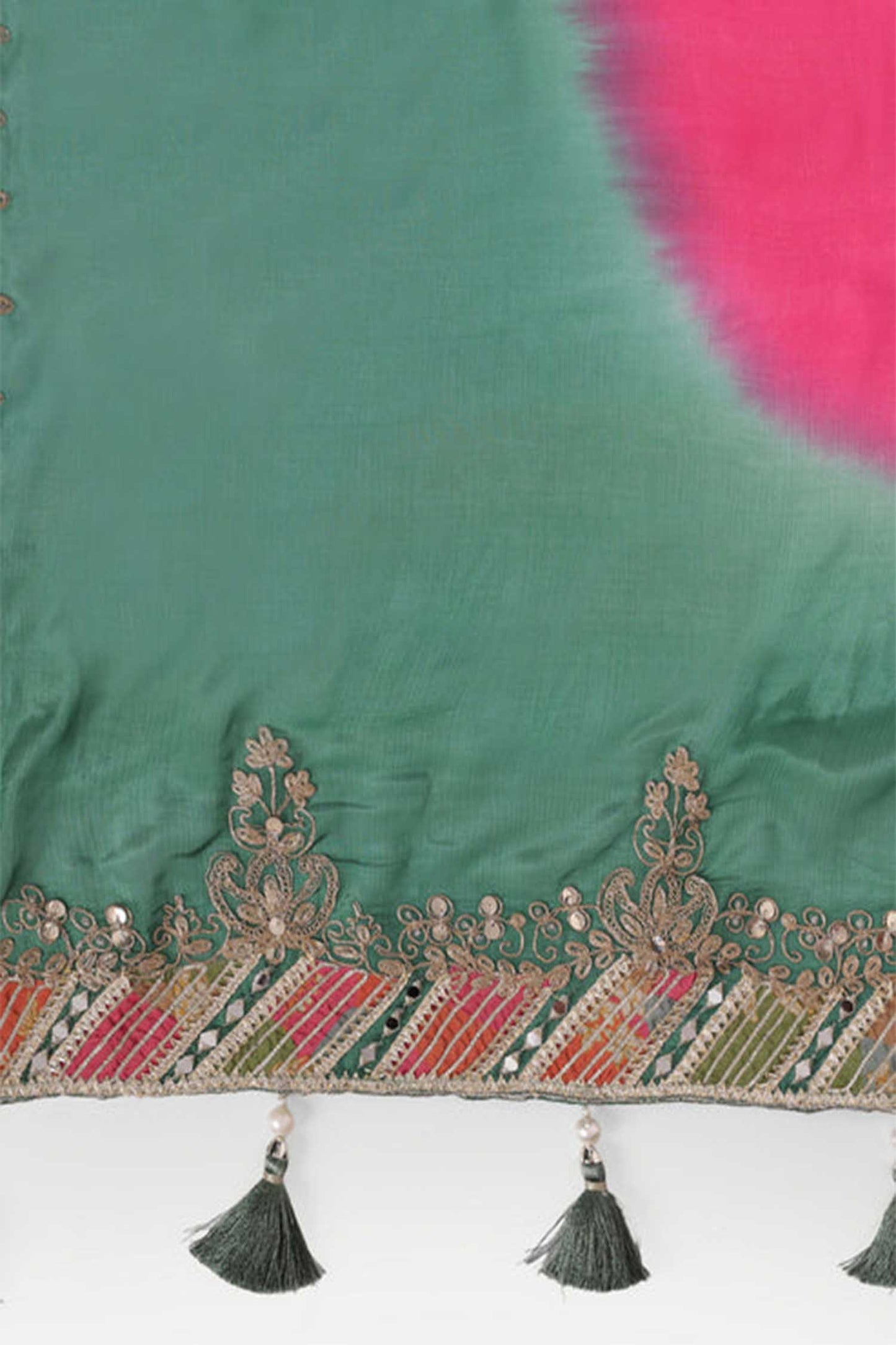 Green Gota Patti Anarkali Suit Set