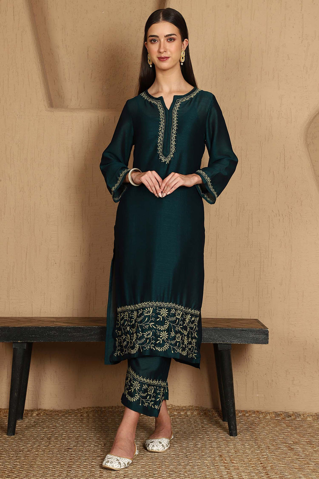 Kashvi Chikankari Kurta Set Notch Neck