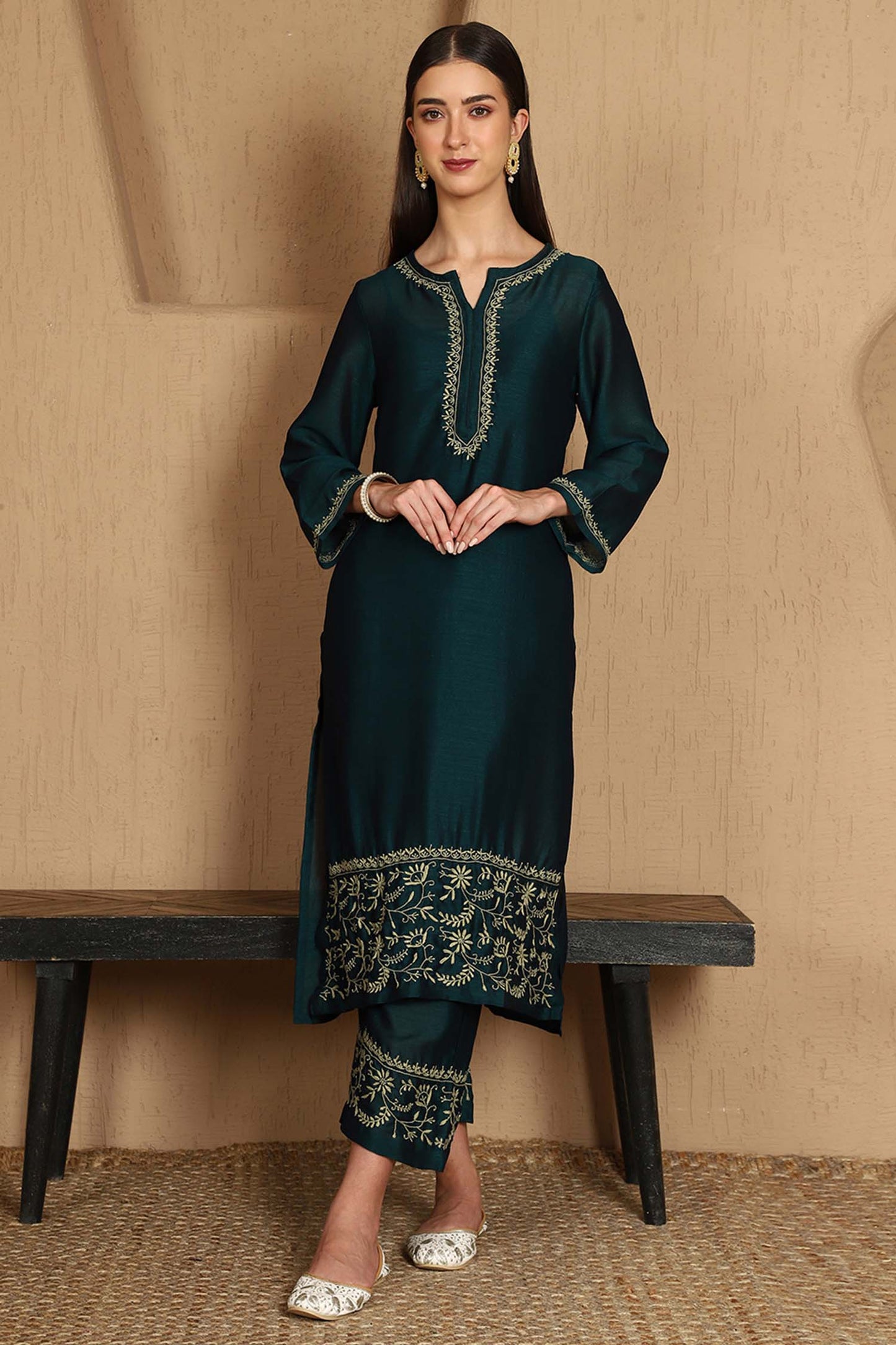 Kashvi Chikankari Kurta Set Notch Neck