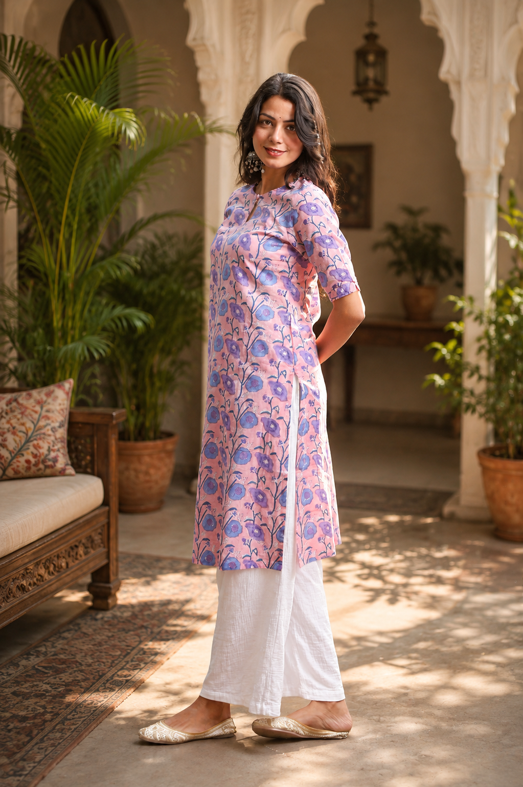 Ojasvi Cotton Handblock Print Kurta