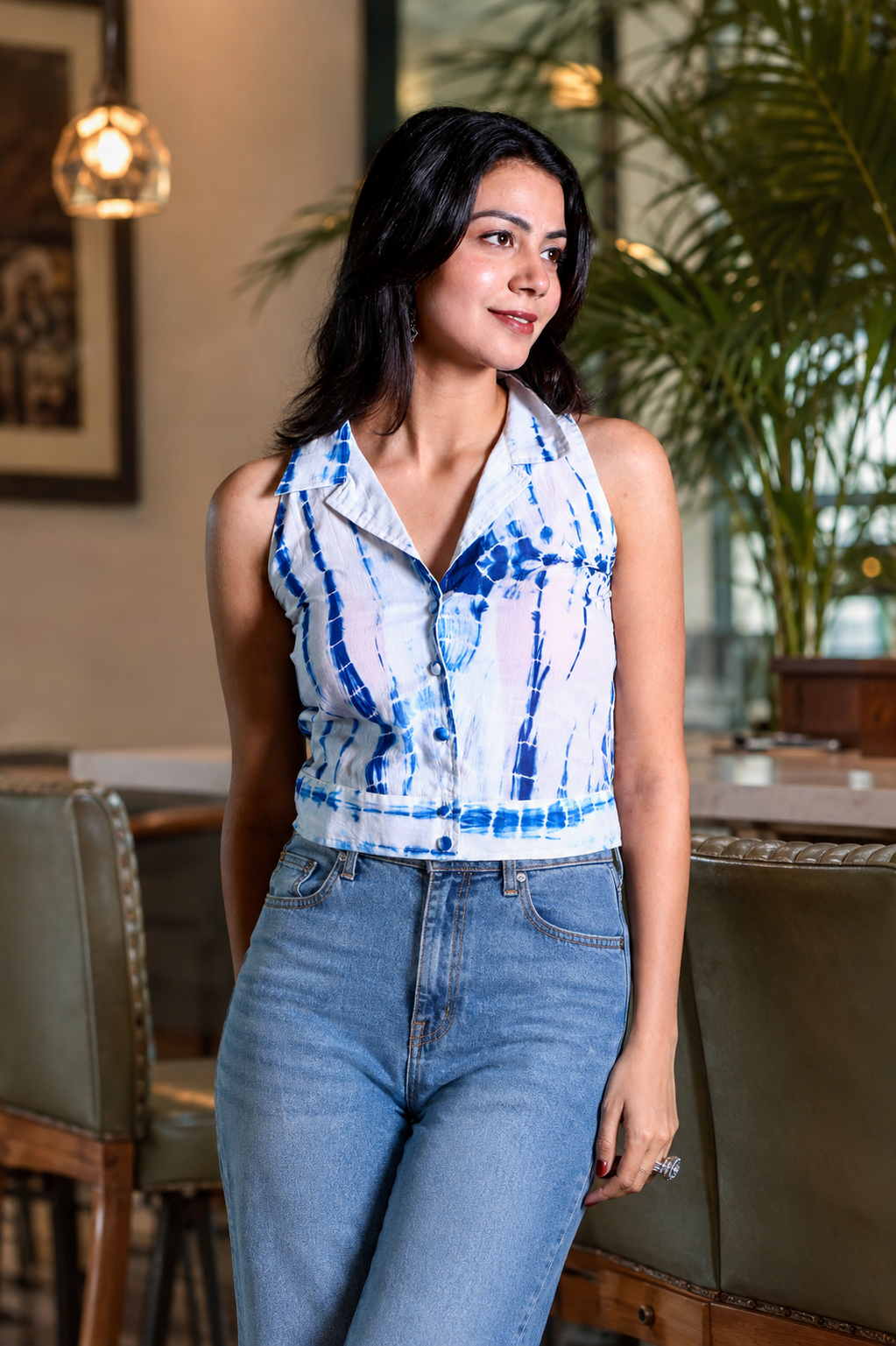 Shibori Printed Crop Top