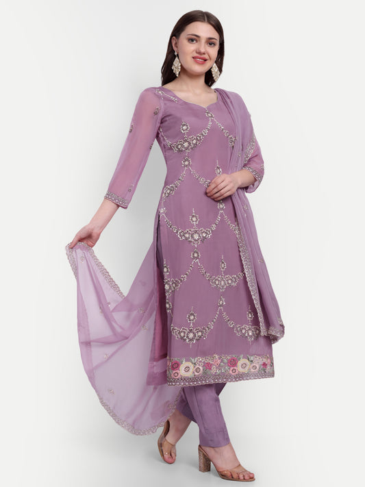 Stunning Salwar Suit Set with Sequin Detailing and Heavy Dupatta