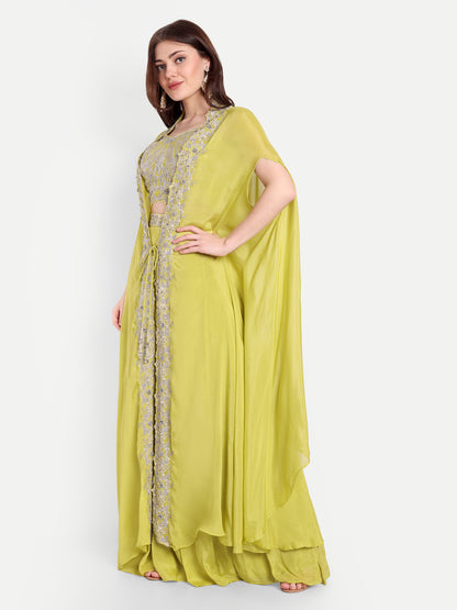 Zardozi and Stone work on Crop top and Cape